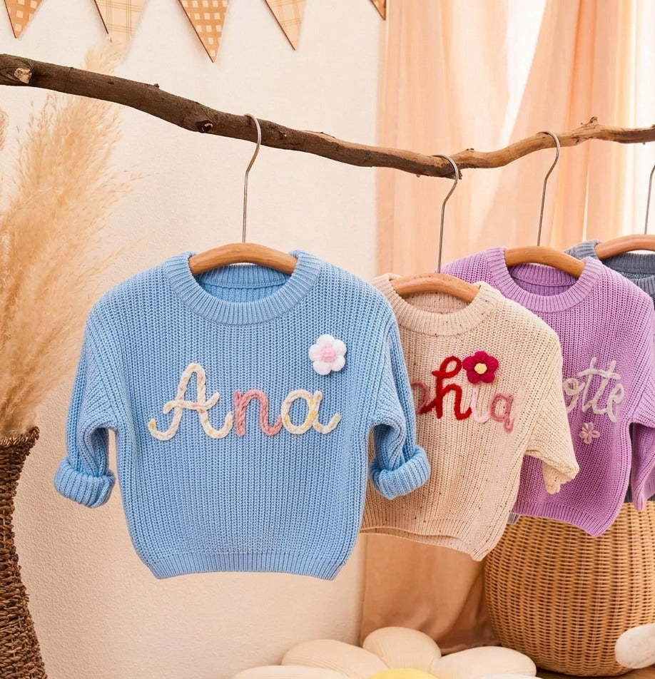 Personalised Hand-Knit Baby Sweater
