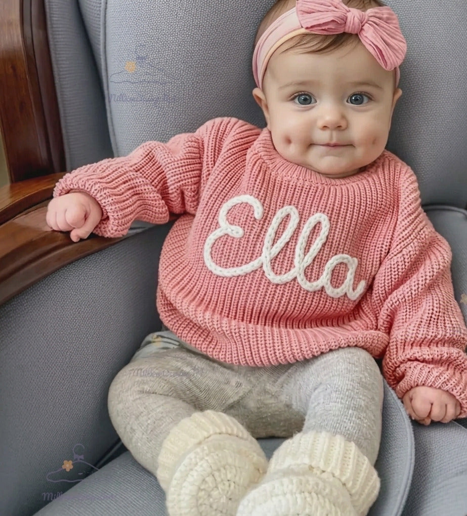 Personalised Hand-Knit Baby Sweater